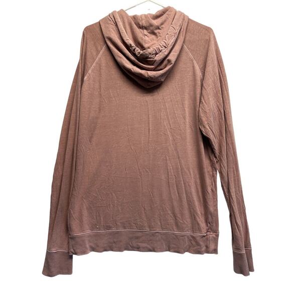 American Eagle Long Sleeve Burn Out Pink‎ Hoodie Women L Kangaroo Pocket - Picture 2 of 8